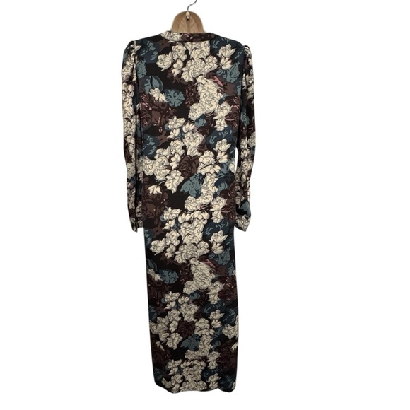Walter Baker Floral Maxi Dress S Long Sleeve Puff Shoulder Slit Detail Kendall - Picture 7 of 14